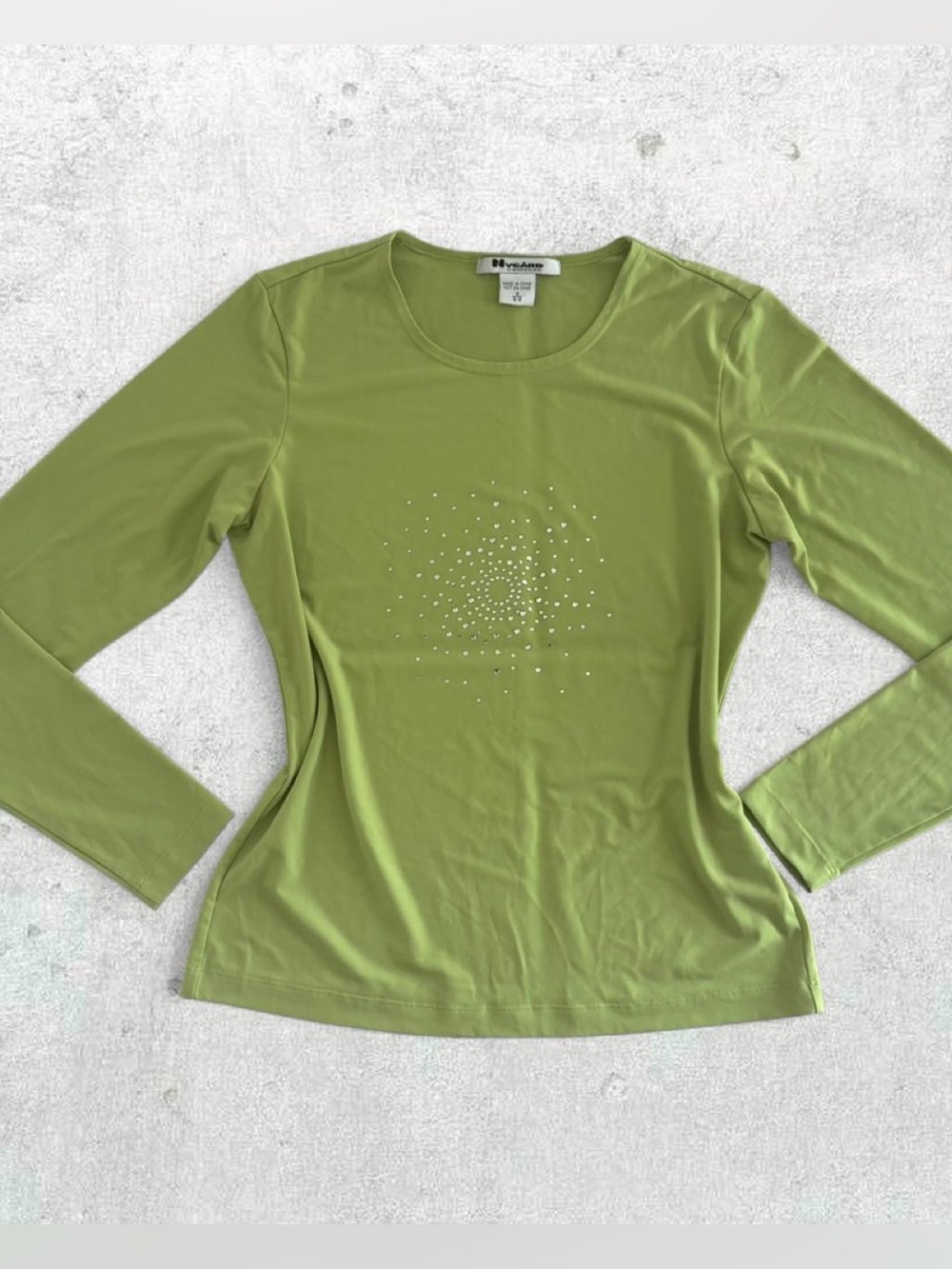 Y2K Nygard Collection Green Bedazzled Long Sleeve